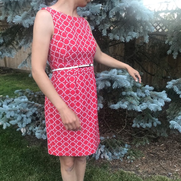Tahari Sleeveless Red White Summer Dress - Picture 4 of 8